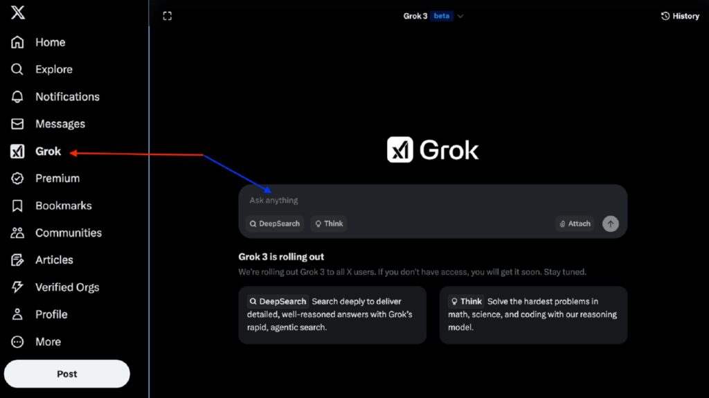Цільова сторінка Grok AI на x.com